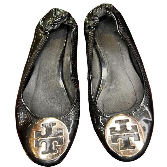 Tory Burch Black Reva Logo Ballet Flat Size 36 - Picture 3 of 9